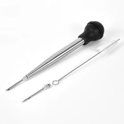 Stainless Steel Turkey Baster Cooking Turkey Chicken Oil Dropper BBQ Food Flavour Baster Syringe Tube Pump Pipe Kitchen Tools