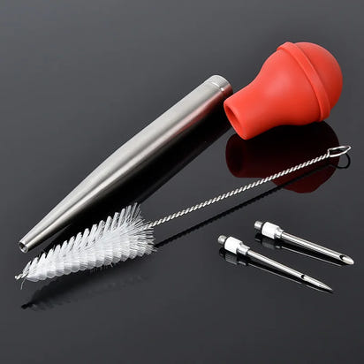 Stainless Steel Turkey Baster Cooking Turkey Chicken Oil Dropper BBQ Food Flavour Baster Syringe Tube Pump Pipe Kitchen Tools