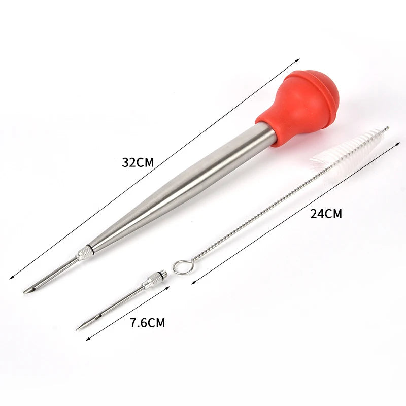 Stainless Steel Turkey Baster Cooking Turkey Chicken Oil Dropper BBQ Food Flavour Baster Syringe Tube Pump Pipe Kitchen Tools