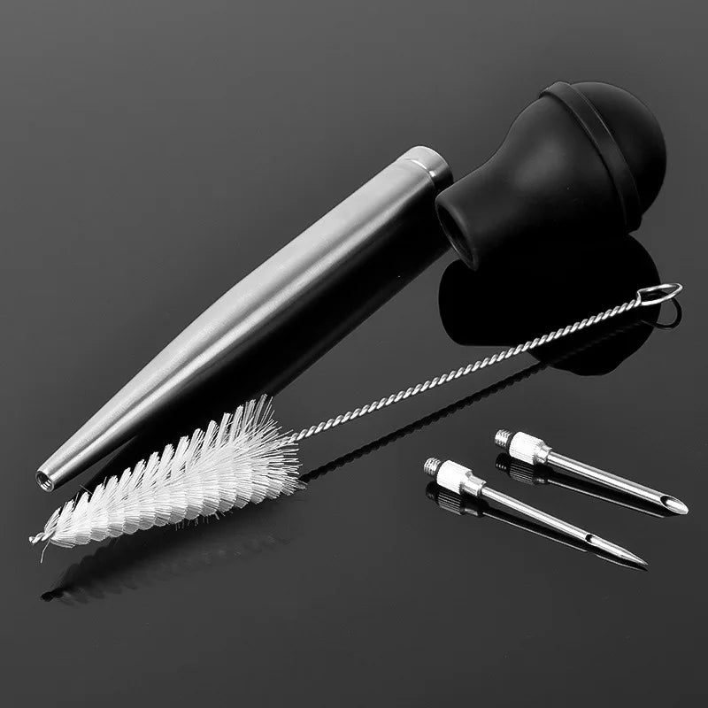 Stainless Steel Turkey Baster Cooking Turkey Chicken Oil Dropper BBQ Food Flavour Baster Syringe Tube Pump Pipe Kitchen Tools