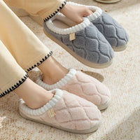 Couple Winter Toe Wrap Warm Plaid Cotton Slippers Thick Soft Sole Slides Men Women Indoor Floor Flat Home Non-slip Shoes