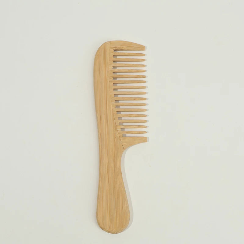 7pcs Multiple Types Natural Bamboo & Wood Handmade Combs Collection, Wide & Fine Teeth