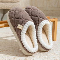 Couple Winter Toe Wrap Warm Plaid Cotton Slippers Thick Soft Sole Slides Men Women Indoor Floor Flat Home Non-slip Shoes
