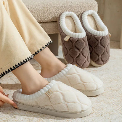 Couple Winter Toe Wrap Warm Plaid Cotton Slippers Thick Soft Sole Slides Men Women Indoor Floor Flat Home Non-slip Shoes