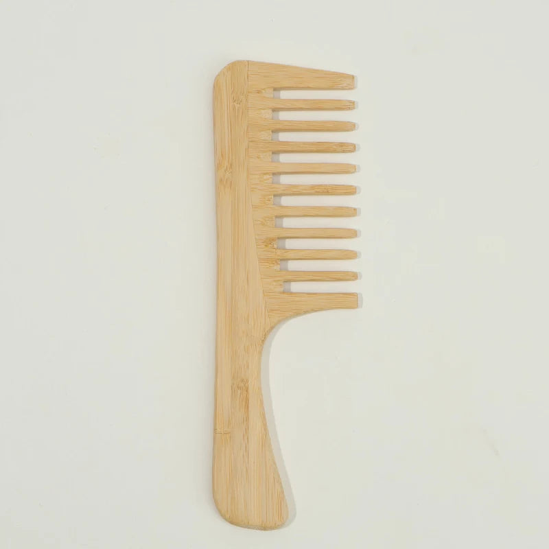 7pcs Multiple Types Natural Bamboo & Wood Handmade Combs Collection, Wide & Fine Teeth