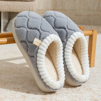 Couple Winter Toe Wrap Warm Plaid Cotton Slippers Thick Soft Sole Slides Men Women Indoor Floor Flat Home Non-slip Shoes