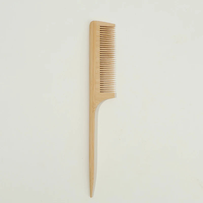 7pcs Multiple Types Natural Bamboo & Wood Handmade Combs Collection, Wide & Fine Teeth