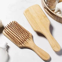 Bamboo Hair Brush, Paddle Detangling Hair Brush Wide-tooth And Tail Comb For Thick/Thin/Curly/Dry Hair