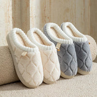 Couple Winter Toe Wrap Warm Plaid Cotton Slippers Thick Soft Sole Slides Men Women Indoor Floor Flat Home Non-slip Shoes
