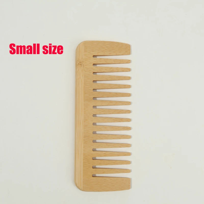 7pcs Multiple Types Natural Bamboo & Wood Handmade Combs Collection, Wide & Fine Teeth
